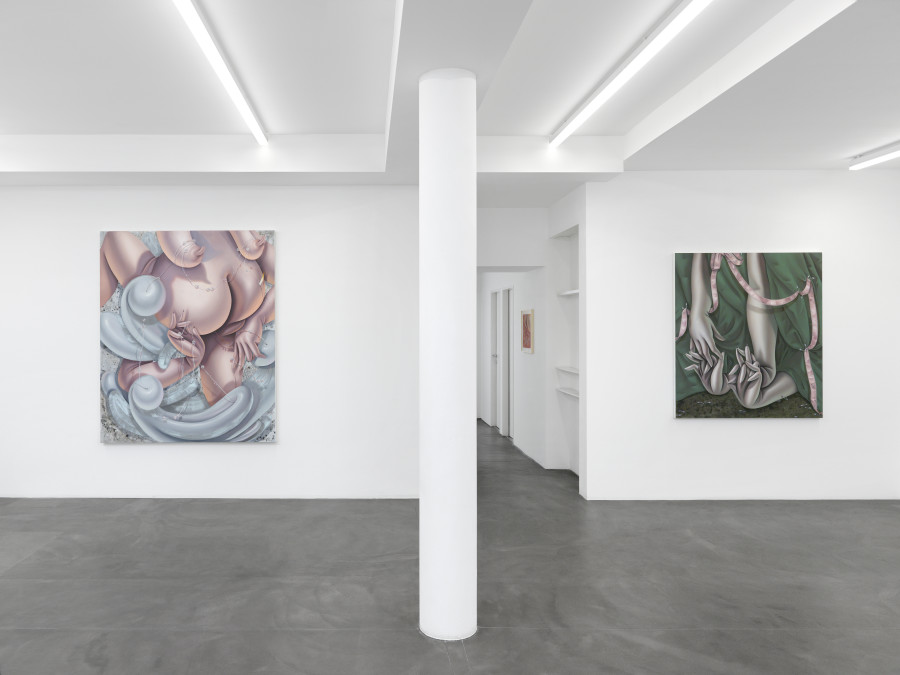 Exhibition view, Sarah Slappey, Tenderizer, Galerie Maria Bernheim, 2020. Photo Credit: Annik Wetter.