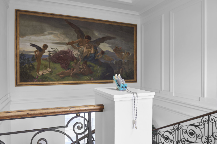 Camille Blatrix, installation view, Standby Mice Station, Kunsthalle Basel, 2020, view on Winter Guard, 2020. Photo: Philipp Hänger / Kunsthalle Basel. Courtesy of the artist; Galerie Balice Hertling, Paris, and Andrew Kreps Gallery, New York