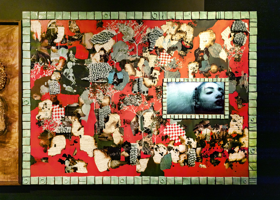 Installation view Sadaf H. Nava, Fabulas Score, schwarzescafé | Luma Westbau, Zurich, 2022. Photo: Nelly Rodriguez