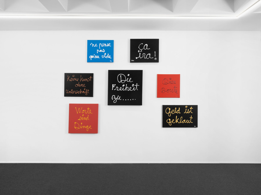 Exhibition view, Ben Vautier, What is the question?, galerie lange + pult, 2022. Photo credit: Julien Gremaud