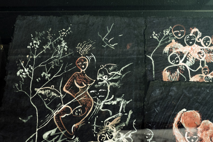 Installation view Sadaf H. Nava, Fabulas Score, schwarzescafé | Luma Westbau, Zurich, 2022. Photo: Nelly Rodriguez