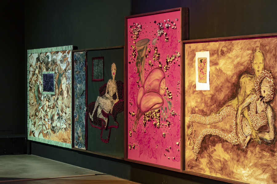 Installation view Sadaf H. Nava, Fabulas Score, schwarzescafé | Luma Westbau, Zurich, 2022. Photo: Nelly Rodriguez