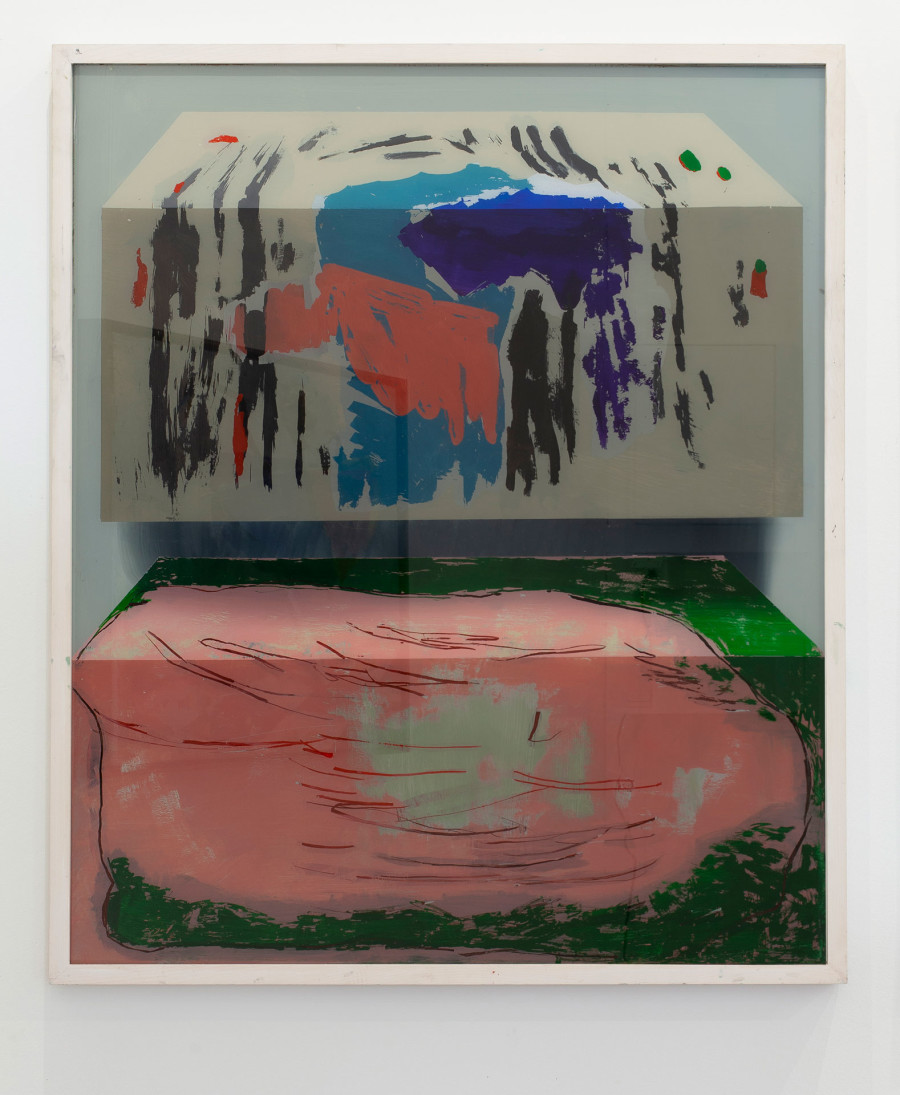 Daniel Karrer – Untitled, 2021, oil, reverse glass painting, framed, 95 x 80 cm, Courtesy of the artist and Herrmann Germann Conspirators, 2022