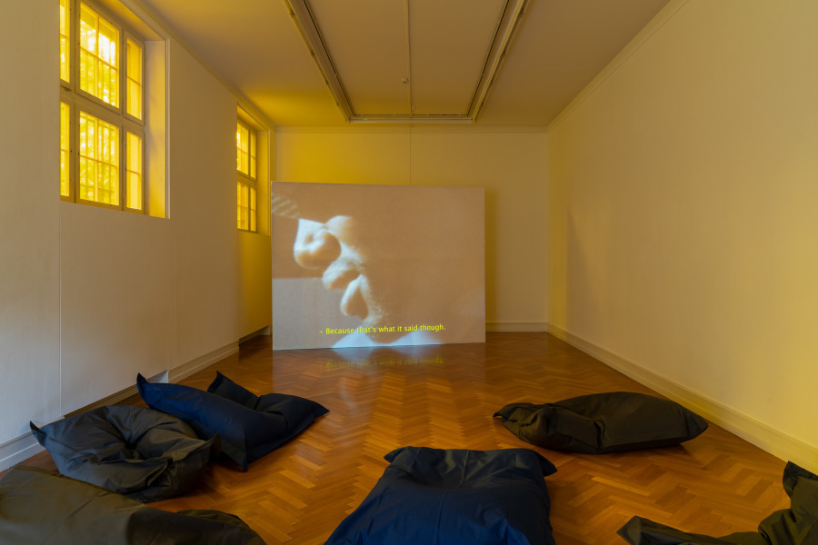 Exhibition view, Simnikiwe Buhlungu, *dissonated underings [hic!], after-happenings and khuayarings (sithi “ahhhh!”), Kunsthalle Bern, 2022 Photo: Gunnar Meier