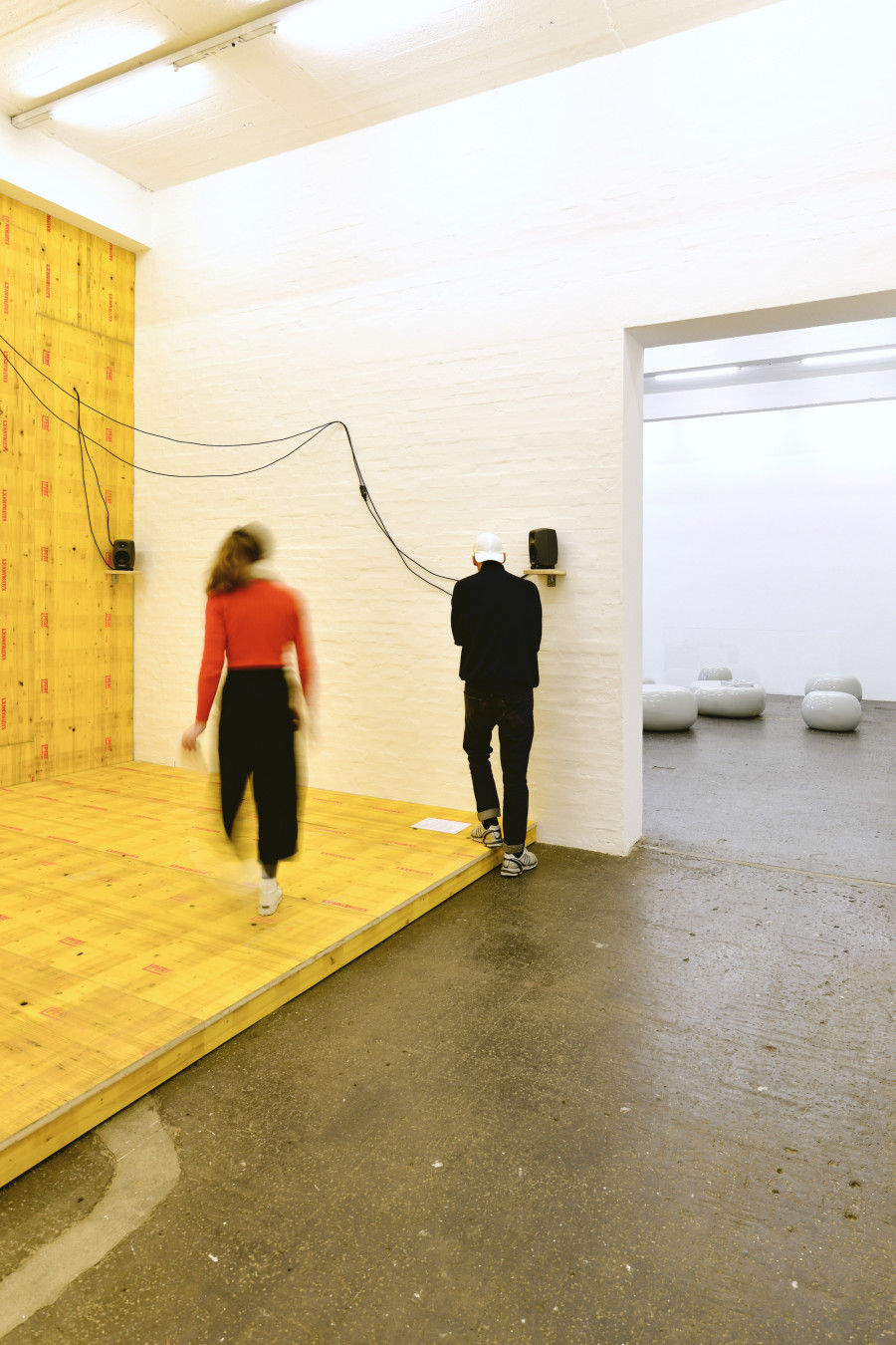 «WO WIR», exhibition view, 2020, Caroline Ann Baur & Vanessà Heer, archive of the Kunst Halle Sankt Gallen as a workspace. Photo: Kunst Halle Sankt Gallen, Sebastian Schaub