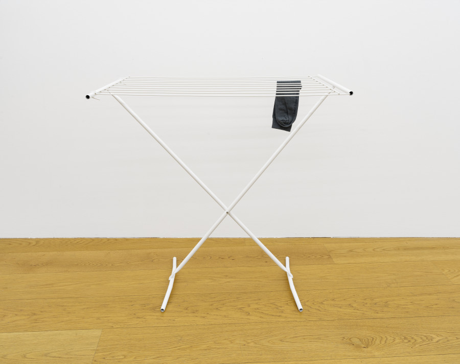 Stefan Burger, Sankt Galler Schwund, 2021, Painted Metal Strips, Sock, Edition 2 of 10 / Photo: CE / Courtesy: the Artist and Kirchgasse Gallery