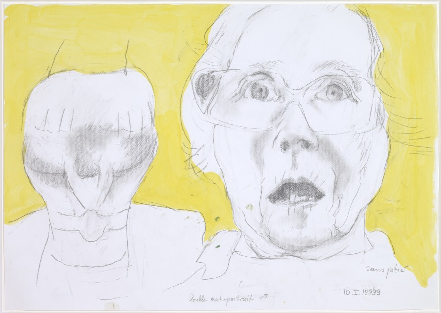 Double autoportrait sans pitié, Maria Lassnig, 10. Jan. 1999, Bleistift und Acryl, Blatt: 42.9 x 60.9 cm, Inv. 2018.29,  Creditline: Kunstmuseum Basel- Ewige Dauerleihgabe der Hüni-Michel-Stiftung an das Kunstmuseum Basel, Photo Credit: Martin P. Bühler