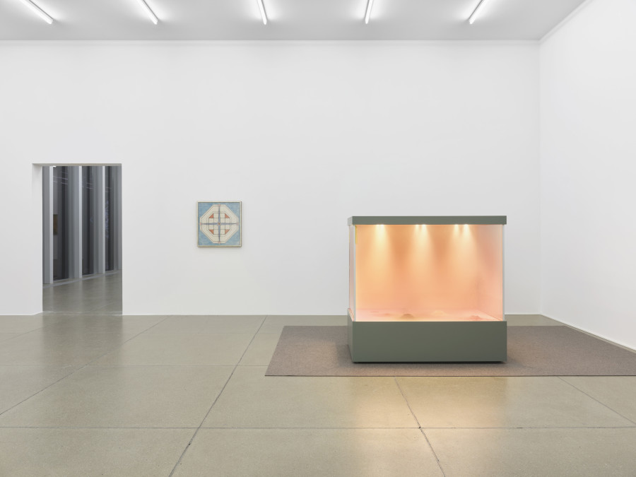 Installationsansicht Kosmos Emma Kunz. Eine Visionärin im Dialog mit zeitgenössischer Kunst 2.3. – 24.5.2021, Aargauer Kunsthaus, Aarau. Emma Kunz Werk Nr. 114, undatiert © Emma Kunz Stiftung Dora Budor Origin II (Burning of the Houses), 2019. Foto: Conradin Frei, Zürich