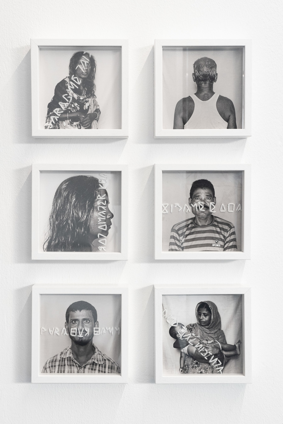 Ashfika Rahman, Redeem (Santal), 2021. 6 C-type prints on archival paper with wool stitching. Frame. 17 x 17 x 4 cm (each). Unique (+1AP).