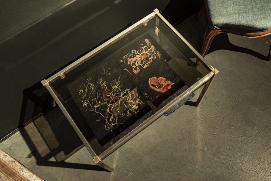 Installation view Sadaf H. Nava, Fabulas Score, schwarzescafé | Luma Westbau, Zurich, 2022. Photo: Nelly Rodriguez