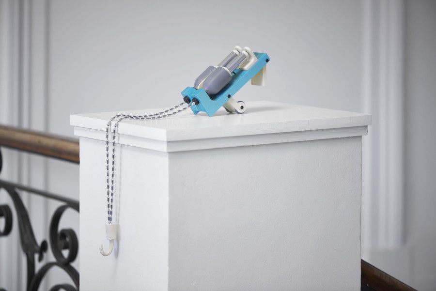 Camille Blatrix, installation view, Standby Mice Station, Kunsthalle Basel, 2020, view on Winter Guard, 2020. Photo: Philipp Hänger / Kunsthalle Basel. Courtesy of the artist; Galerie Balice Hertling, Paris, and Andrew Kreps Gallery, New York