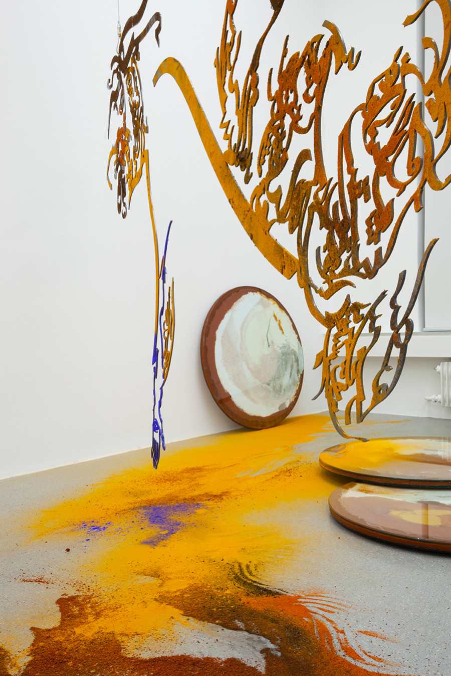 Monia Ben Hamouda, Installation view (detail) from the solo show The Eye, the Hands, the Lunacy of Lunar Sightings, curated by Anissa Touati, jevouspropose, Zurich, 2022. Courtesy of the artist and ChertLüdde, Berlin