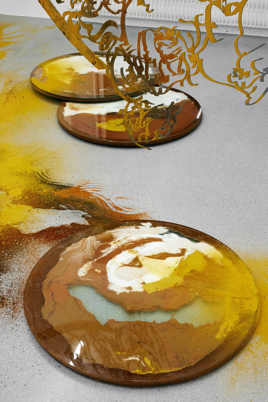 Monia Ben Hamouda, Installation view (detail) from the solo show The Eye, the Hands, the Lunacy of Lunar Sightings, curated by Anissa Touati, jevouspropose, Zurich, 2022. Courtesy of the artist and ChertLüdde, Berlin. Photo: Hannes Heinzer