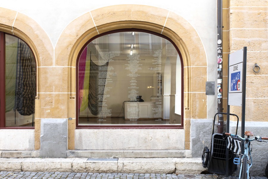 Lara Dâmaso, a score for various paths to a polyphony, 2022. Vinyl foil on window. Credit photo: © James Bantone