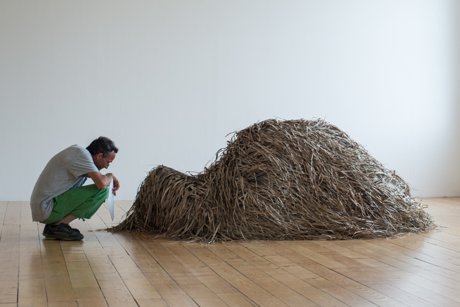 Performance documentation, Georgia Sagri, Shelter_Refuge, Kunsthalle Friart Fribourg, 2022, Photo Stathis Mamalakis ©Georgia Sagri