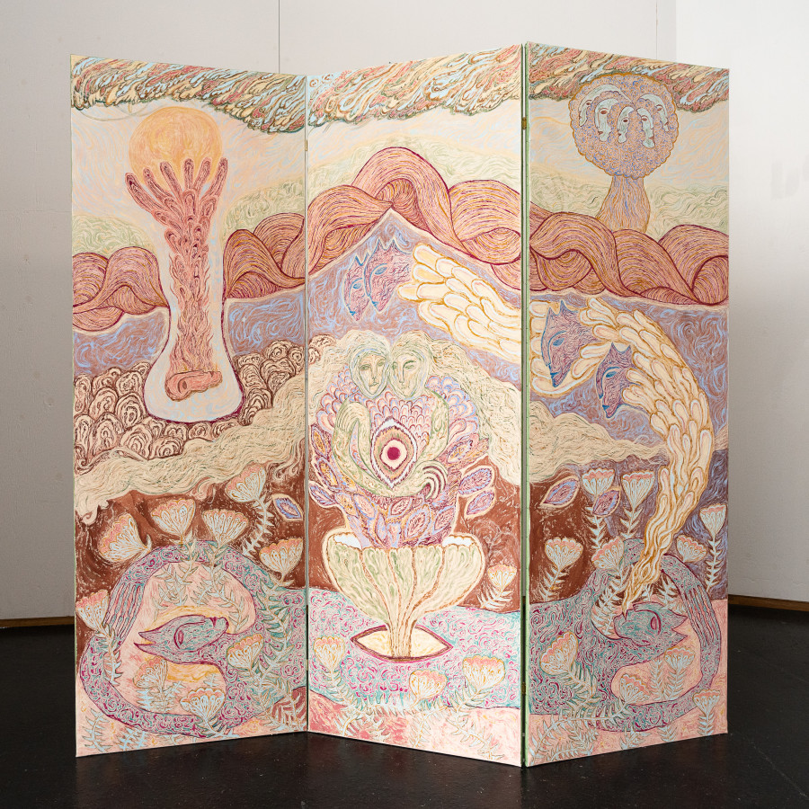 Cecilia Fiona, The weight of the world/Sky-sea, 2021. Rabbit-skin glue and pigments on canvas. 180 x 180 x 5 cm. Unique. Photographer: Marcel Scheible. Courtesy of the artist and VITRINE London/Basel