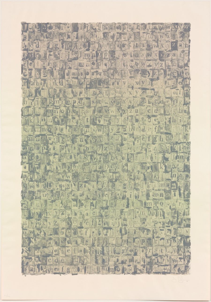 Jasper Johns, Gray Alphabets, 1968, Kunstmuseum Basel, Kupferstichkabinett, Foto: Jonas Hänggi, © 2022, ProLitteris, Zürich