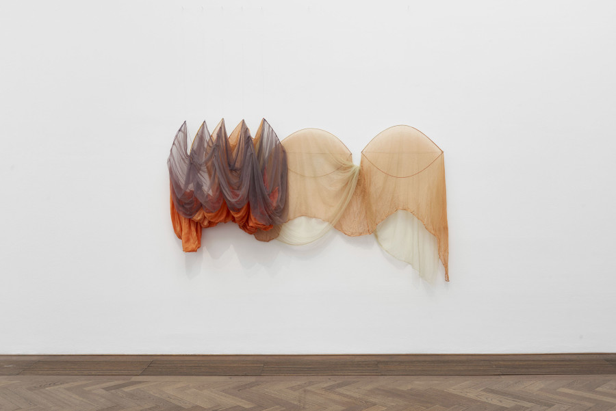 Installation view, Bizarre Silks, Private Imaginings and Narrative Facts, etc., an exhibition by Nick Mauss, view on Rosemary Mayer, Hypsipyle, 1973, Kunsthalle Basel, 2020. Photo: Philipp Hänger / Kunsthalle Basel