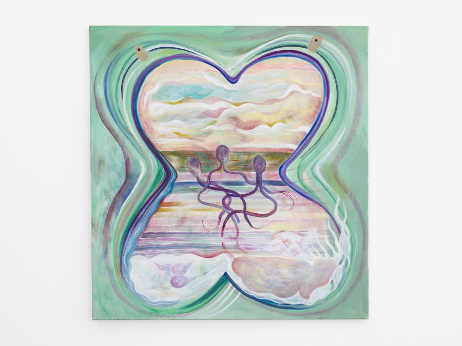 Melisa Sabir, Sphärenblick, Oil on Canvas, 90 × 85 cm, 2022 / Photo: Cedric Mussano / Courtesy: the artists and Kirchgasse Gallery