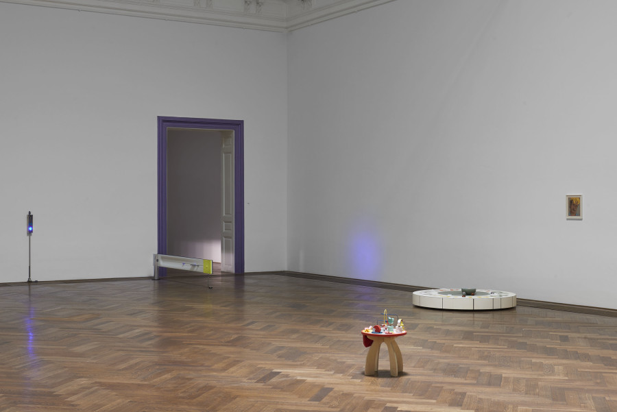 Camille Blatrix, installation view, Standby Mice Station, Kunsthalle Basel, 2020. Photo: Philipp Hänger / Kunsthalle Basel. Courtesy of the artist; Galerie Balice Hertling, Paris, and Andrew Kreps Gallery, New York