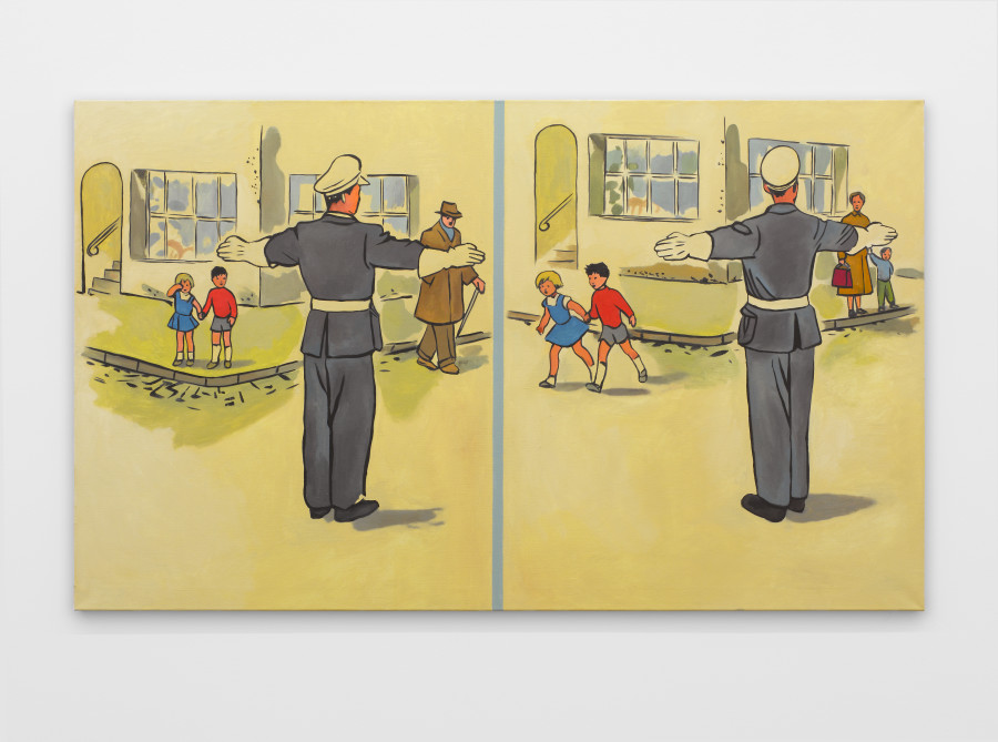 Hans-Peter Feldmann, Verkehrspolizist, 2010s, Oil on canvas, 97 x 160 x 2 cm