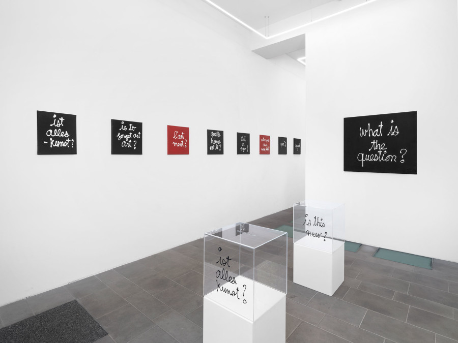 Exhibition view, Ben Vautier, What is the question?, galerie lange + pult, 2022. Photo credit: Julien Gremaud