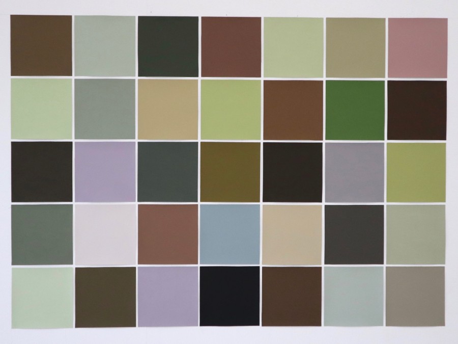 © Carmen Perrin, nuancier réalisé à partir de "Paysage pour un berger (2)" de Lermite, 2020. Tous droits réservés.