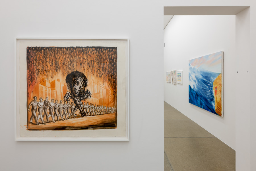 Installationsansicht Köpfe, Küsse, Kämpfe. Nicole Eisenman und die Modernen, 29.1. – 24.4.2022, Aargauer Kunsthaus, Aarau. Foto: ullmann.photography