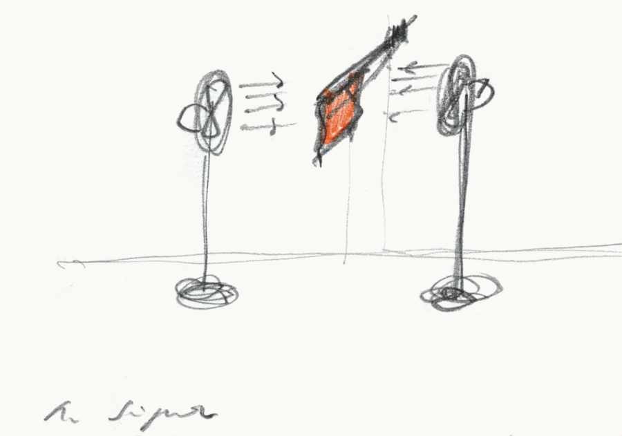 Roman Signer, Skizze zu einer Skulptur (Eisenplatte), 2003, © Roman Signer