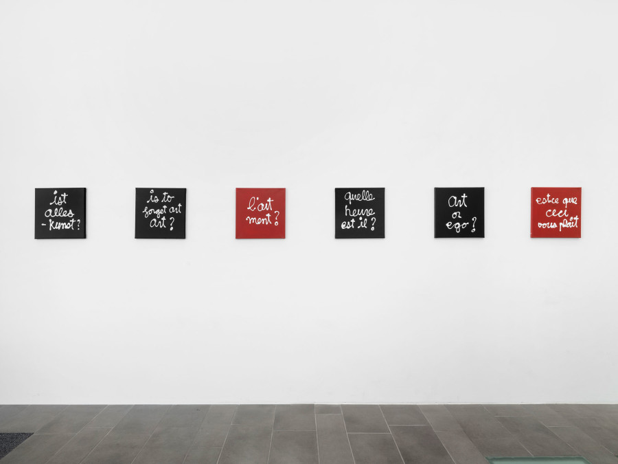 Exhibition view, Ben Vautier, What is the question?, galerie lange + pult, 2022. Photo credit: Julien Gremaud