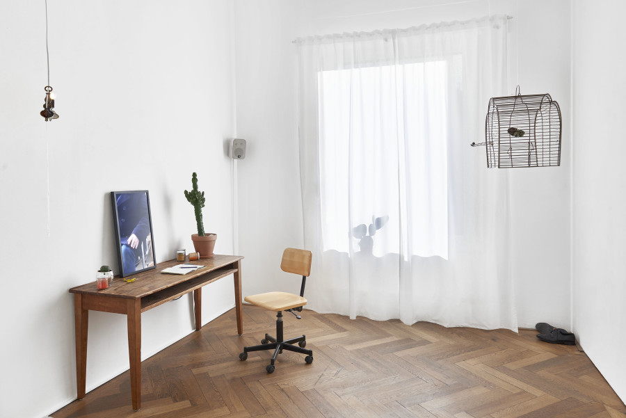 Installation view, Situation 1 und andere, Kunsthalle Basel, 2020, view on Colin Barth and Jonas Huldi, That Butterfly Was Not There Yesterday, 2020. Photo: Philipp Hänger / Kunsthalle Basel