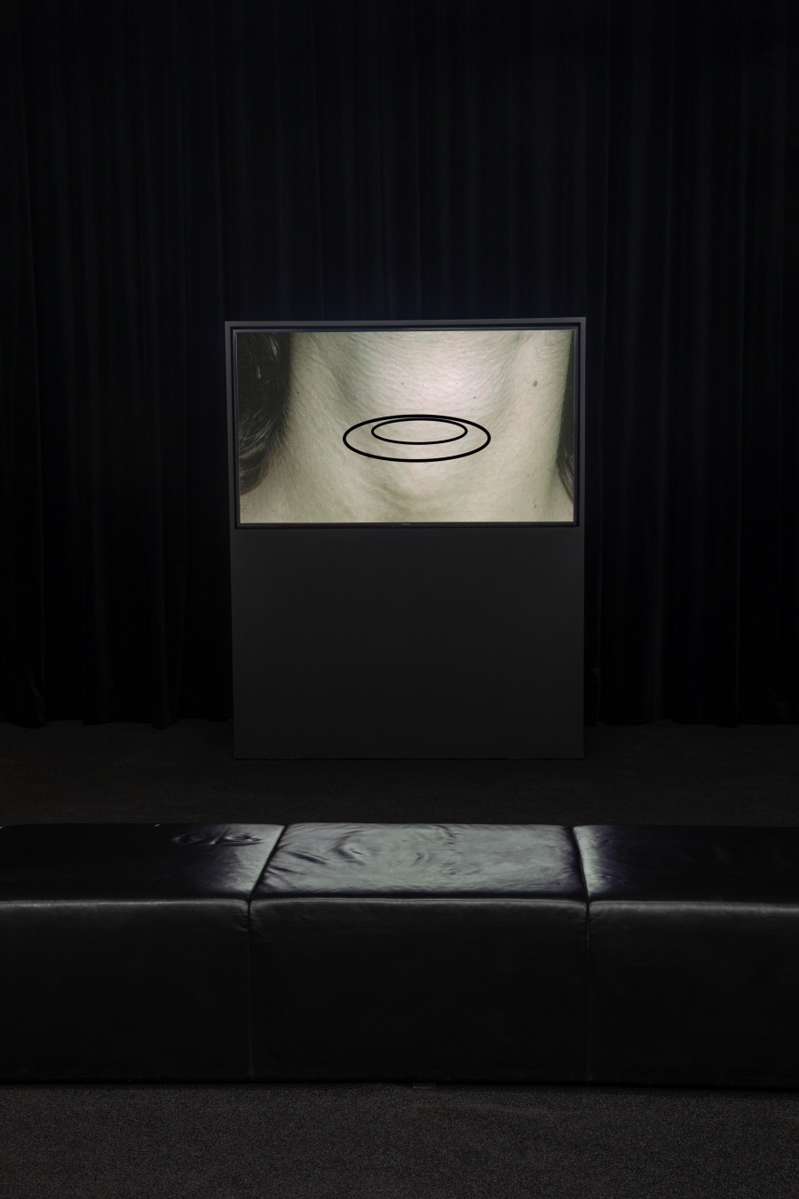 Hannah Black, The Neck, 2015, Color, sound / 3’15’’, Installation view Dora Budor – Continent, Basement Kunsthaus Bregenz, 2022. Photo: Markus Tretter. Courtesy of the artist. © Dora Budor, Kunsthaus Bregenz