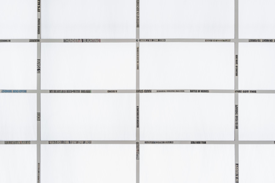 Weapons 2022 Newspaper and acrylic on cardboard, Courtesy the artist and Weiss Falk, Basel / Zurich