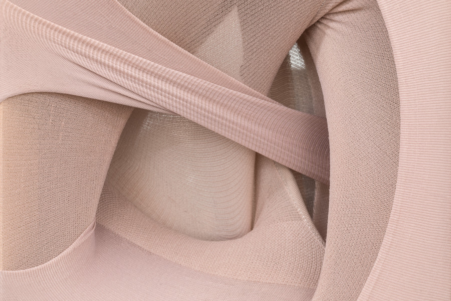 Martín Soto Climént, Gossip Secret Melody, 2022, tights and plexiglass mirror mounted in red cedar wood box, 31 x 21 x 10 cm (detail). Photo: Kilian Bannwart