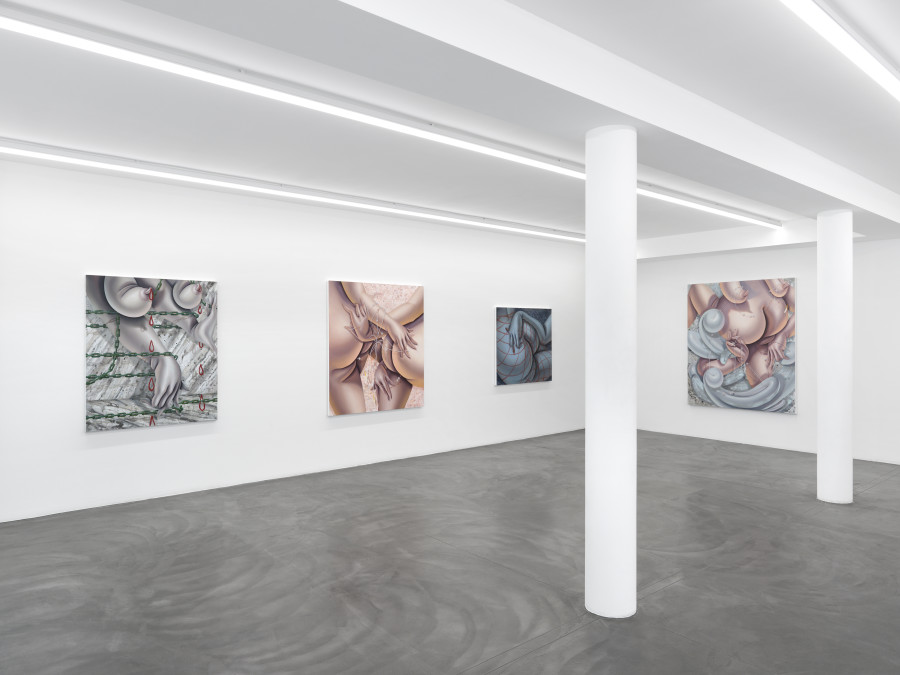Exhibition view, Sarah Slappey, Tenderizer, Galerie Maria Bernheim, 2020. Photo Credit: Annik Wetter.