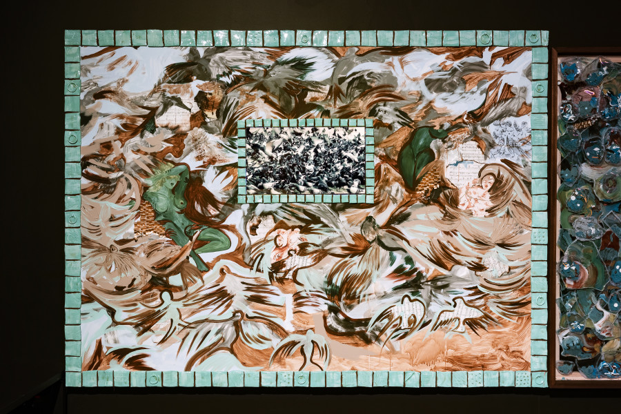 Installation view Sadaf H. Nava, Fabulas Score, schwarzescafé | Luma Westbau, Zurich, 2022. Photo: Nelly Rodriguez