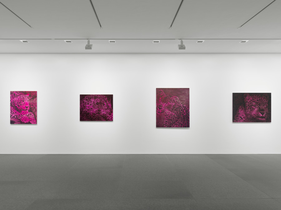 St. Moritz, Galerie Andrea Caratsch, Dokoupil – Leopards, 6.12.2021–22.4.2022, installation view.