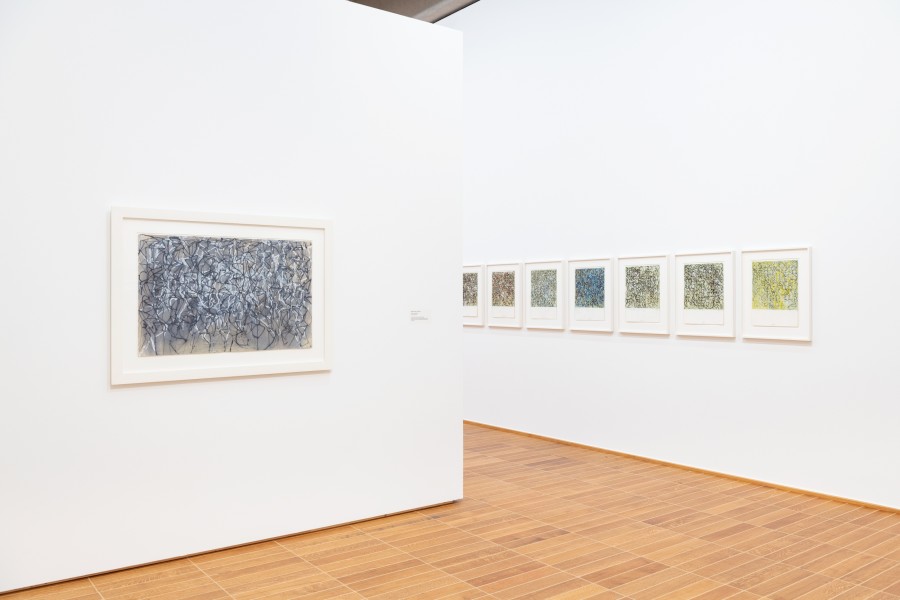 Brice Marden, Muses Drawing 2, Werke aus der Serie "15 x 15", 1989-1991 / 2015-2017, Tusche und Bleiweiss / Kremer inks on Arches paper. Credit: Kunstmuseum Basel & Collection of Brice Marden, © 2022, Pro Litteris, Zurich, Foto: Jonas Hänggi