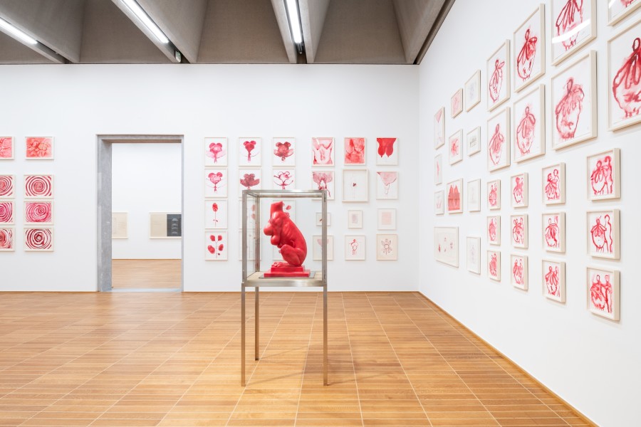 Exhibition view, Louise Bourgeois x Jenny Holzer, The Violence of Handwriting Across a Page. Kunstmuseum Basel, 2022. Photo: Jonas Hänggi. Courtesy: The Easton Foundation and ProLitteris