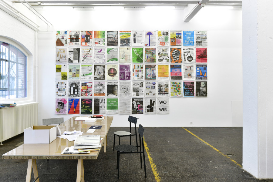 «WO WIR», exhibition view, 2020, archive of the Kunst Halle Sankt Gallen as a workspace. Photo: Kunst Halle Sankt Gallen, Sebastian Schaub