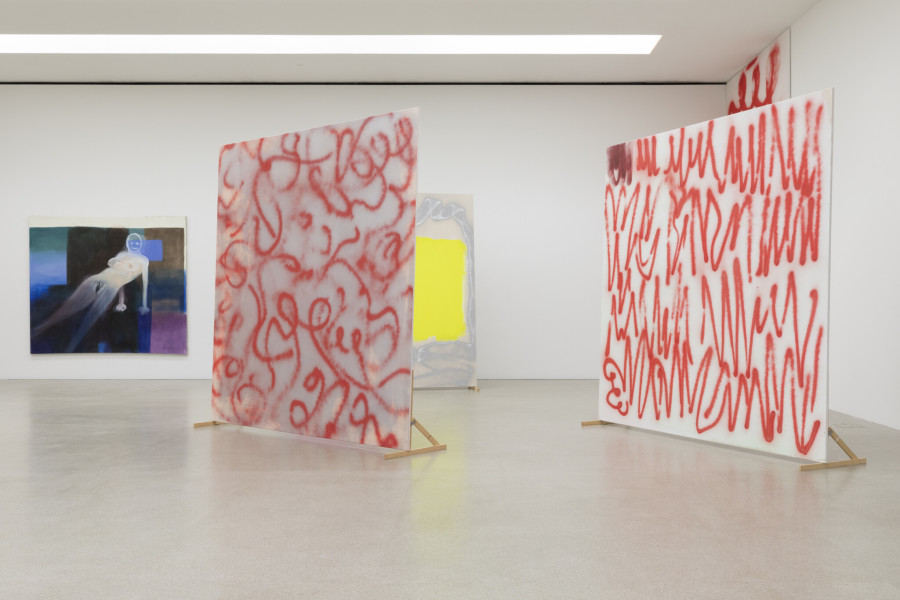 Exhibition views Salle Poma Kunsthaus Centre d’art Pasquart 2022: Miriam Cahn, Zeige!, 18./19.4.+24.8.+1.9.2020, Courtesy the artist and Meyer Riegger, Berlin/Karlsruhe; Renée Levi, MMXXK, 2020, MMXXL, 2020, Barbara, 2022, Liliane, 2022, Courtesy the artist. Photos: Guadalupe Ruiz