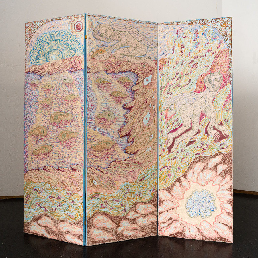 Cecilia Fiona, Sprouting from the cracks/Wandering and resting, 2021. Rabbit-skin glue and pigments on canvas. 180 x 180 x 5 cm. Unique. Photographer: Marcel Scheible. Courtesy of the artist and VITRINE London/Basel