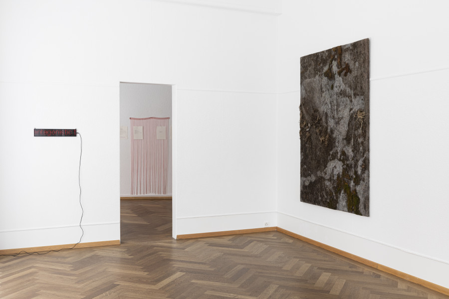 RADICAL SOURCES, Claire Fontaine, Dorota Gawęda & Eglė Kulbokaitė, Laurent Güdel, Jeanne Jacob, Hunter Longe, Lou Masduraud, Sadie Plant, Augustin Rebetez, Jan van Oordt, et un texte de Antoine Rubin, KRONE COURONNE, 2022, photocredit: Michal Florence Schorro