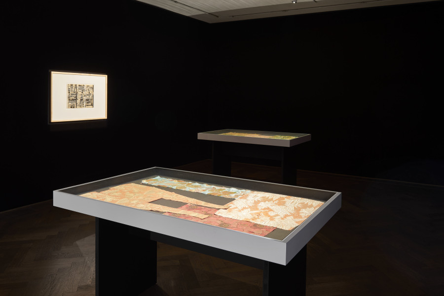 Installation view, Bizarre Silks, Private Imaginings and Narrative Facts, etc., an exhibition by Nick Mauss, Kunsthalle Basel, 2020. Photo: Philipp Hänger / Kunsthalle Basel