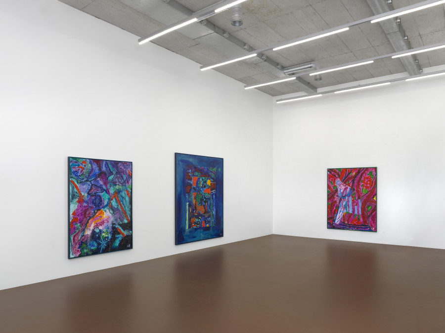 Ida Ekblad, FLYABLE, RIDEABLE. Installation view, Karma International, Zurich 2022. Courtesy of the artist and Karma International Zurich. Photo credit: Annik Wetter