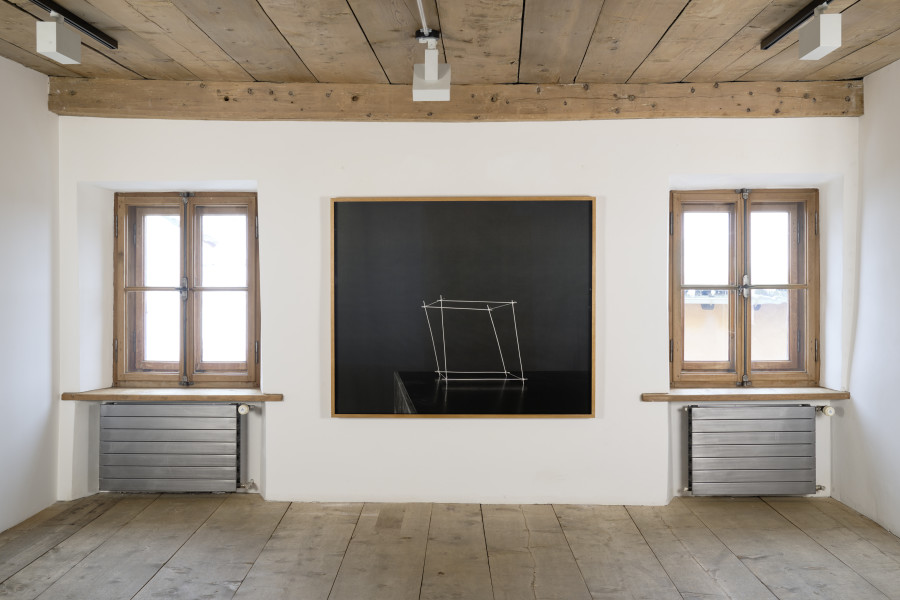 Exhibition view, Su-Mei Tse, Home (Cube Study/Remake), 2019, black and white silver gelatine on dibond, wooden frame & museum glass, 145 x 120 cm (paper),148 x 122 x 7 cm (framed), 5/5. Photo: Ralph Feiner, Courtesy of the artist and Galerie Tschudi