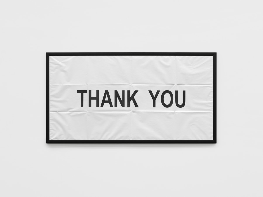 Hans-Peter Feldmann, THANK YOU, b/w print, 63 x 118 cm