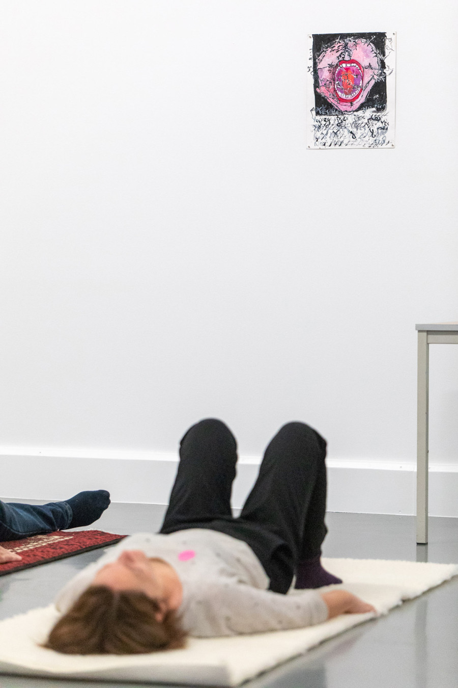 Feldenkrais lesson with works by Anna Boghiguian and Wilfredo Lam, Collection Van Abbemuseum, Eindhoven, 2019, photo: Marcel de Buck