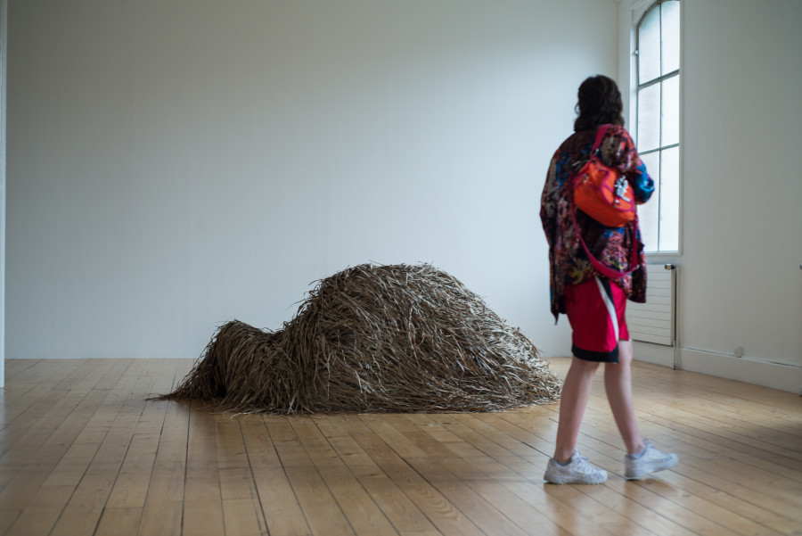 Performance documentation, Georgia Sagri, Shelter_Refuge, Kunsthalle Friart Fribourg, 2022, Photo Stathis Mamalakis ©Georgia Sagri