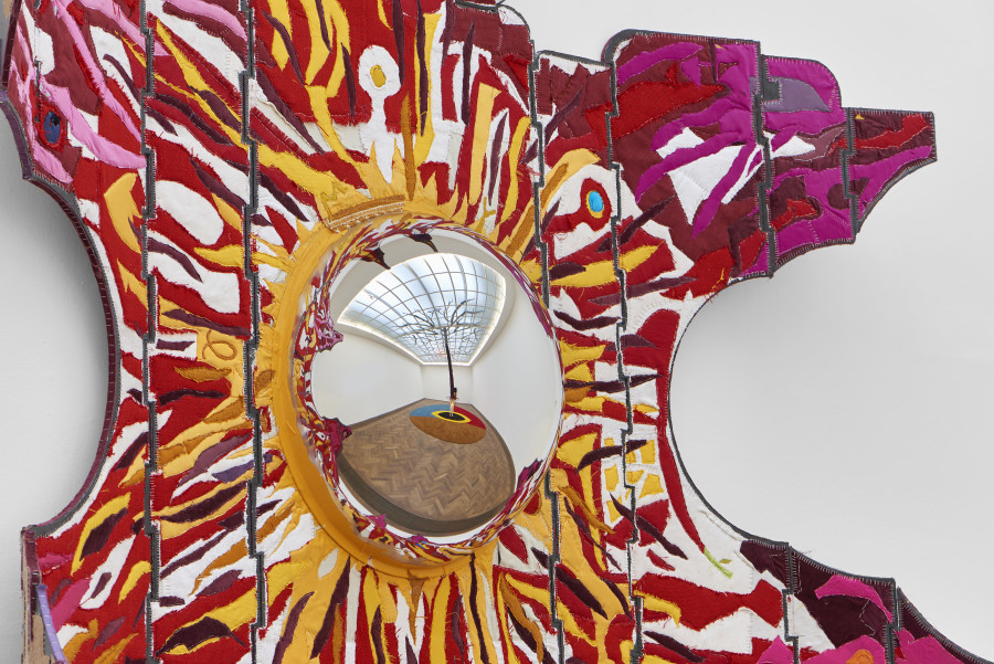 Installation view, Pedro Wirz, Environmental Hangover, Kunsthalle Basel, 2022, view on Flor Satélite, 2022. Photo: Philipp Hänger / Kunsthalle Basel